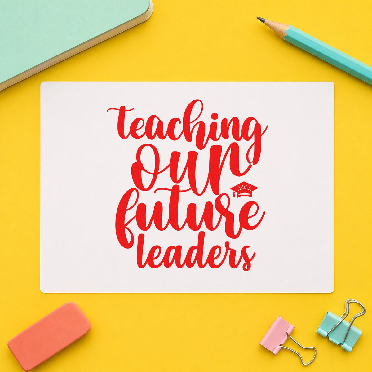 Teaching Our Future Leaders Cap Script Lettering PSI Pre-Inked Stamp in use 7