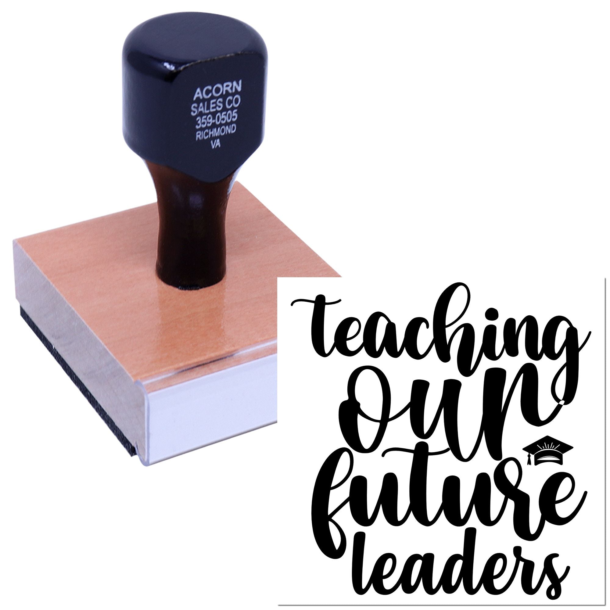 Teacher rubber stamp with Teaching Our Future Leaders design for classroom use, education gifts, and teacher appreciation.