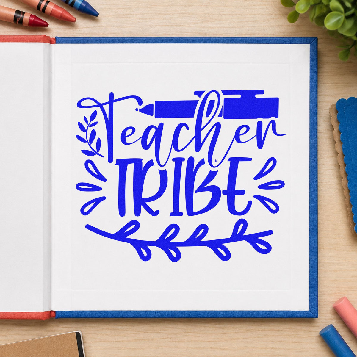 Teacher Tribe Pen And Leaves Leafy Branches Hand Stamp – Duo in use 5