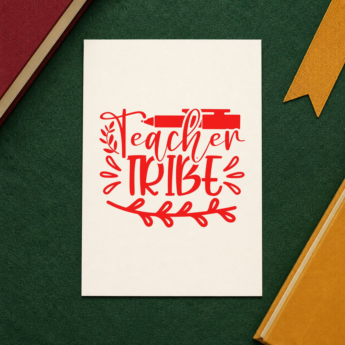 Teacher Tribe Pen And Leaves Leafy Branches Hand Stamp – Duo in use 7