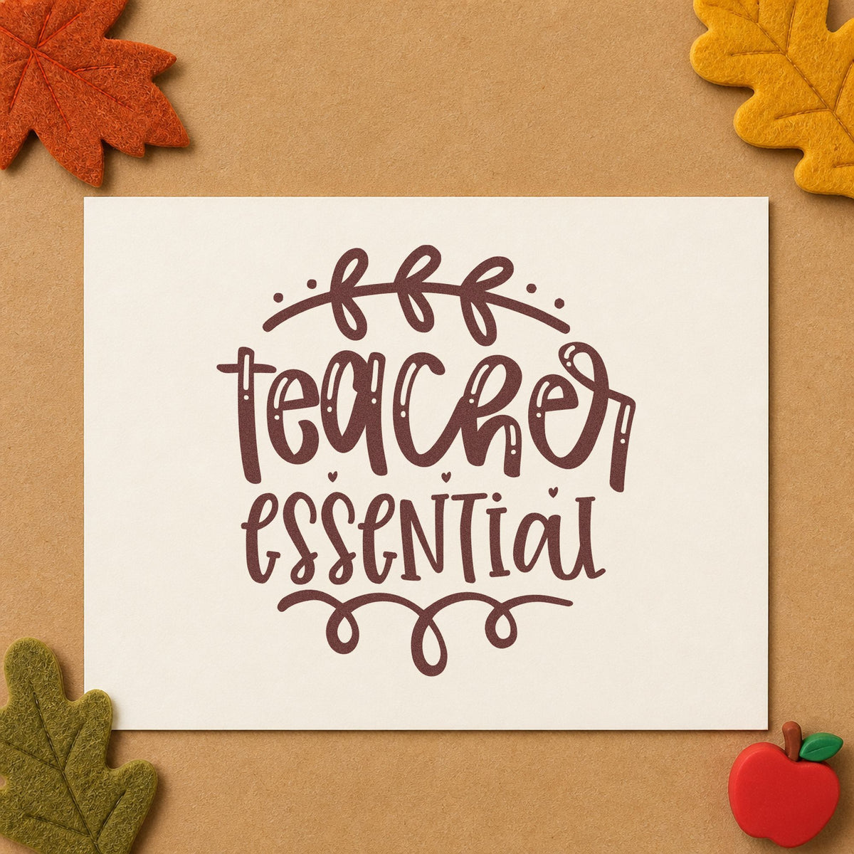 Teacher Essential Leafy Flourish Rubber Stamp – Duo Hand in use 4