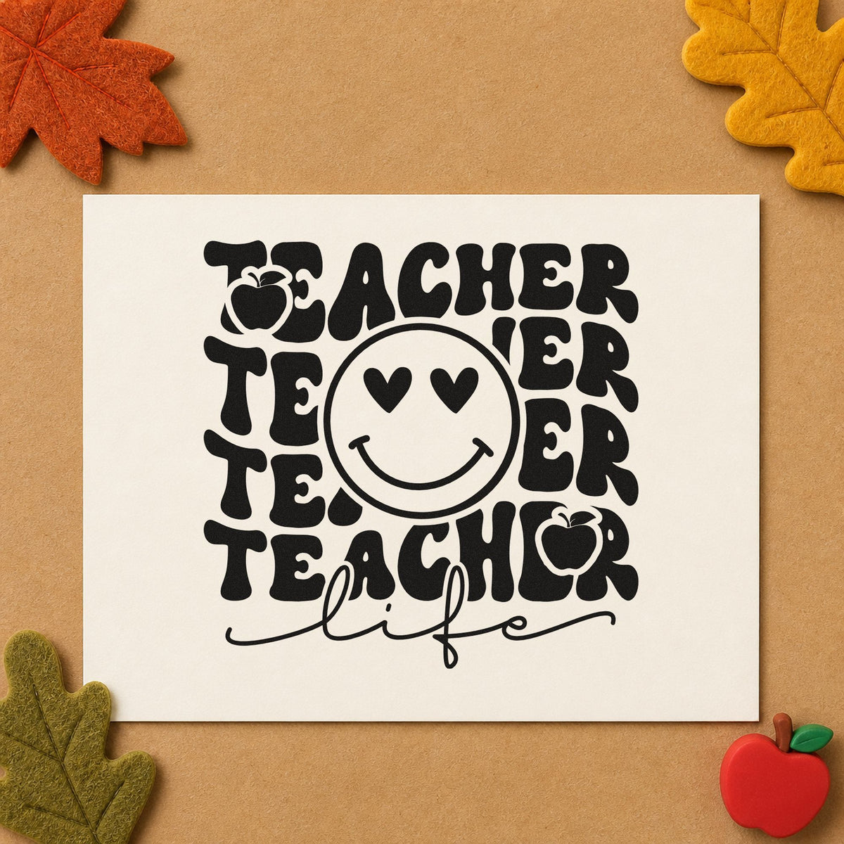 Teacher Life Smiley Repeat With Hearts Duo Hand Stamp in use 9