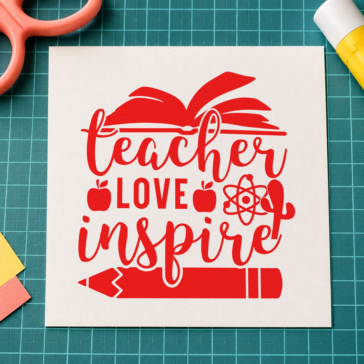 Teacher Love Inspire Learning Icons Stamp – Duo Hand in use 7