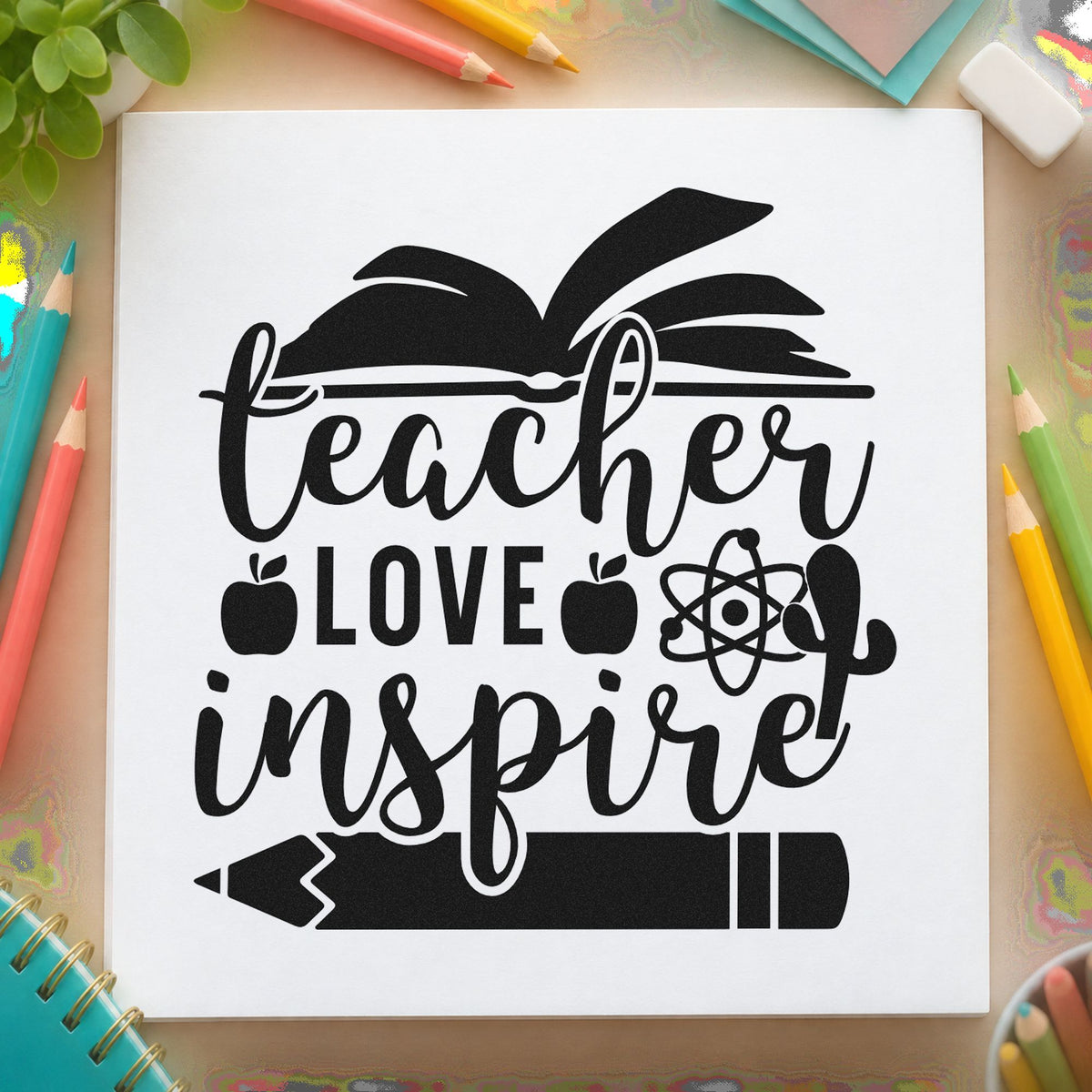 Teacher Love Inspire Learning Icons Stamp – Duo Hand in use 9