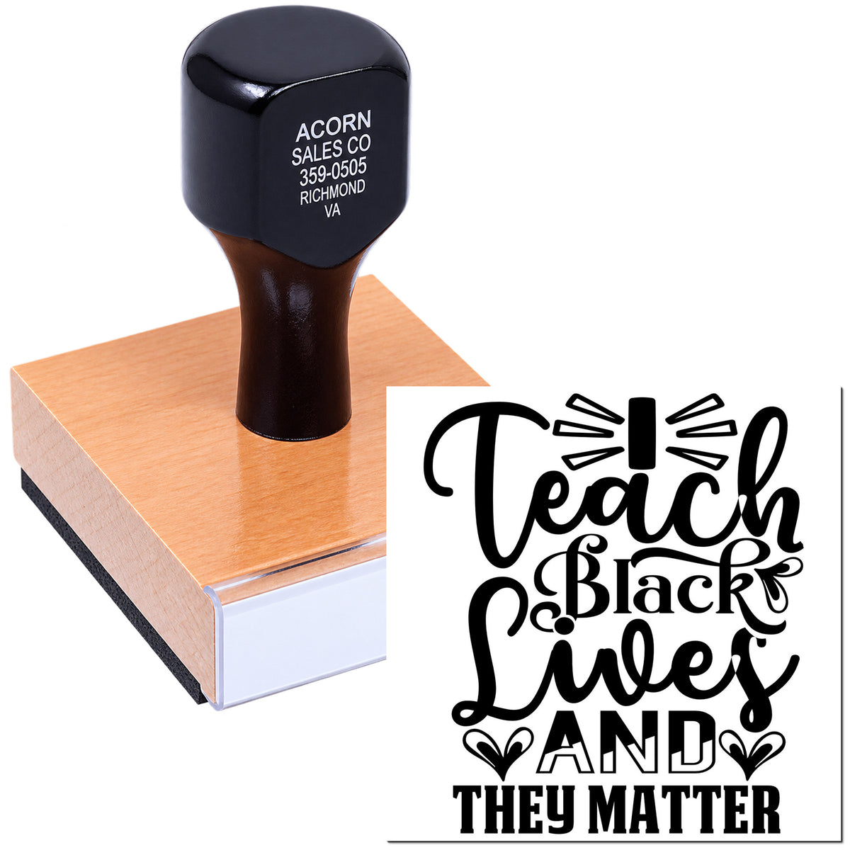 Custom rubber stamp featuring Teach Black Girls and They Matter design for teacher advocacy and classroom use.