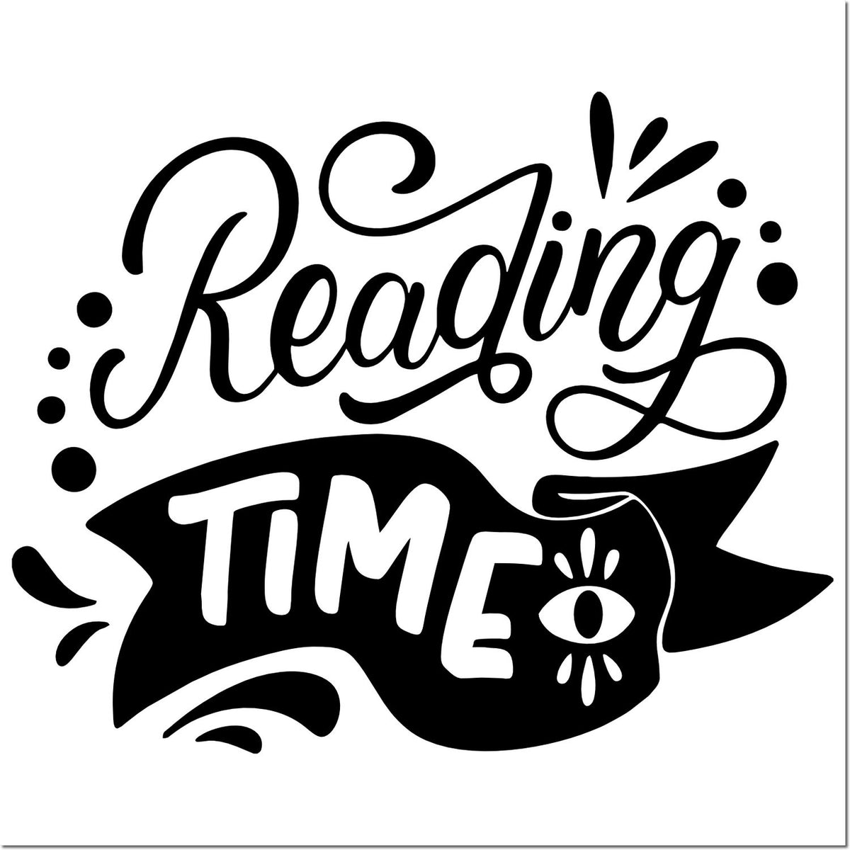 Reading Time rubber stamp design for books, reading logs, teacher planners, and library crafts.