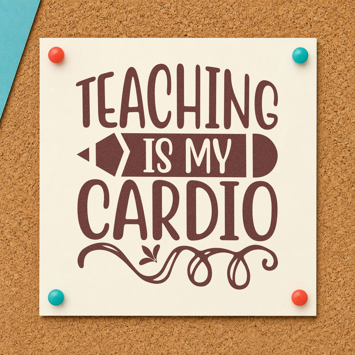 Teaching Cardio Pencil Banner Lettering Flourish Pre-Inked Stamp – Slim in use 4