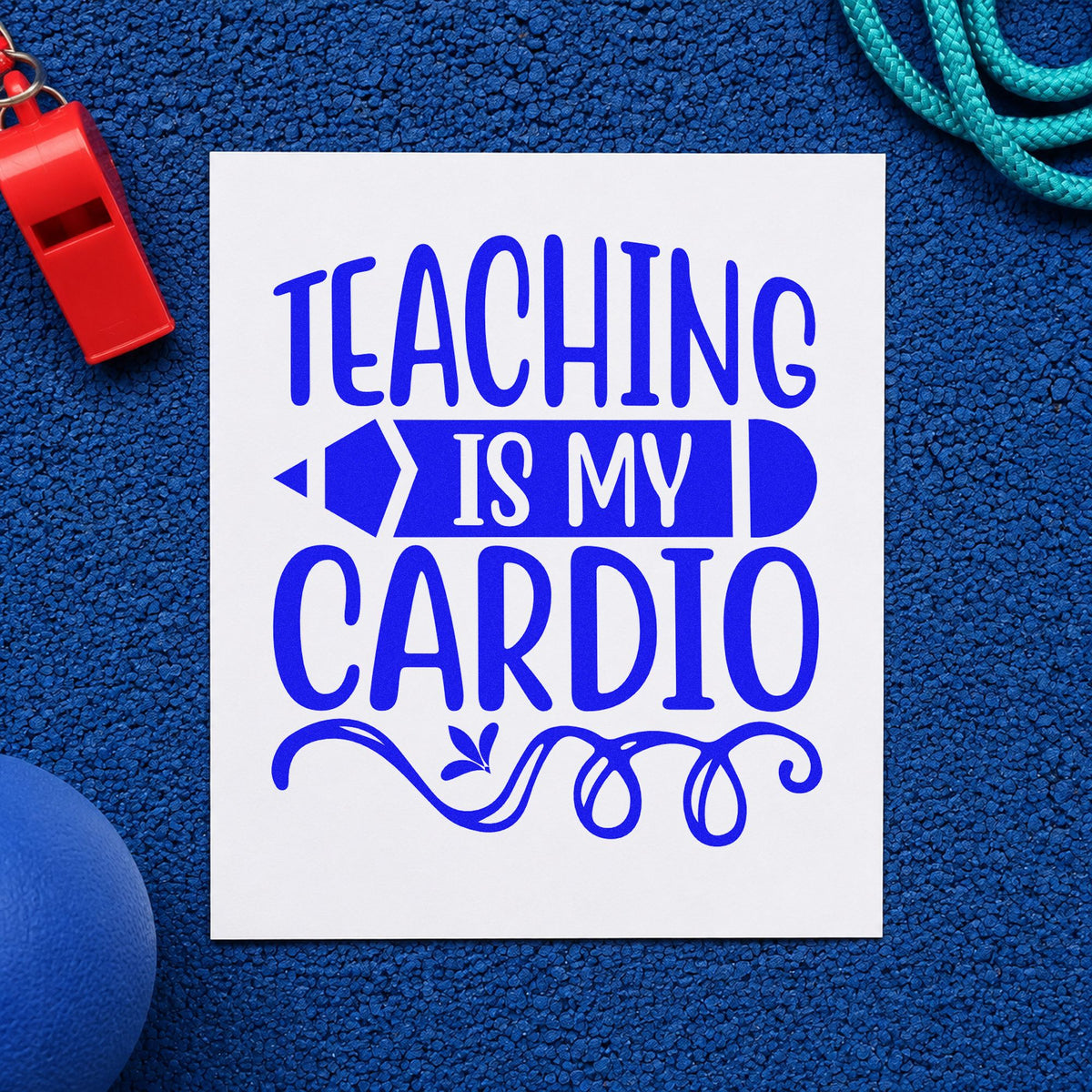 Teaching Cardio Pencil Banner Lettering Flourish Pre-Inked Stamp – Slim in use 6