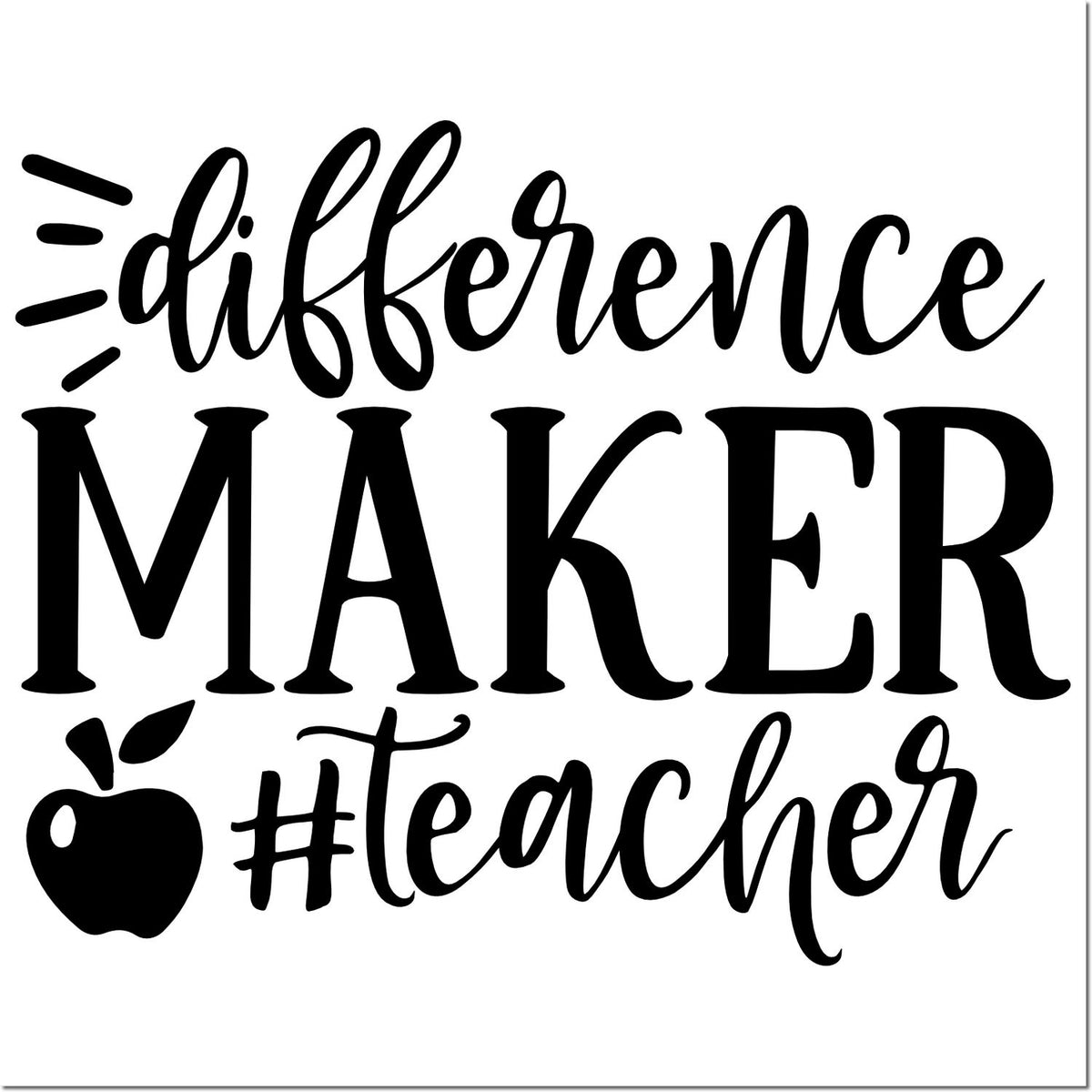 Difference Maker #teacher rubber stamp design with apple icon for teacher gifts, classroom projects, and school crafts.