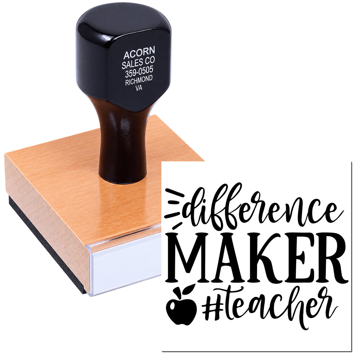 Custom teacher rubber stamp with difference maker #teacher design for classroom rewards and appreciation.