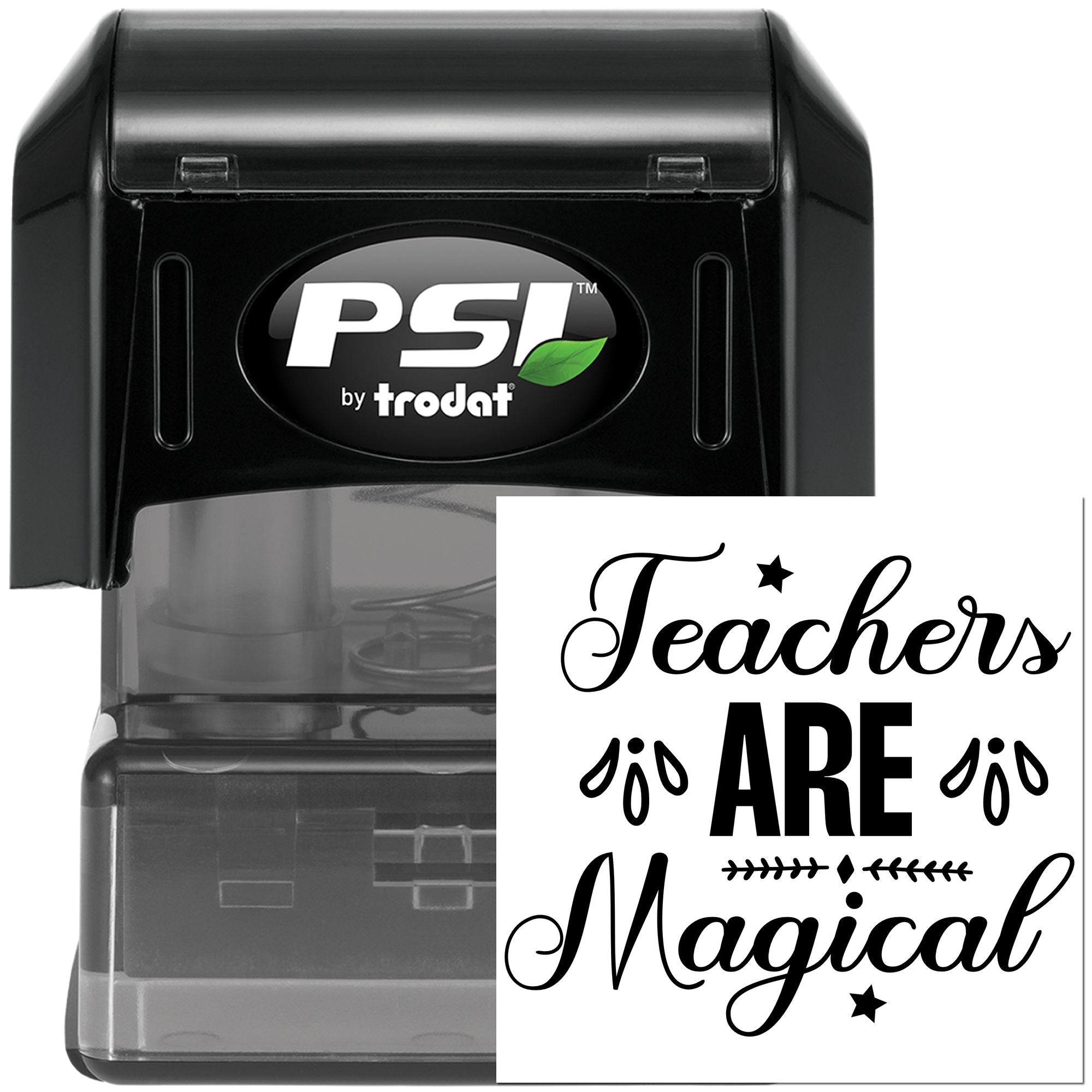 Teachers Are Magical self-inking rubber stamp by PSI Trodat, perfect for classroom grading, teacher gifts, and student encouragement.
