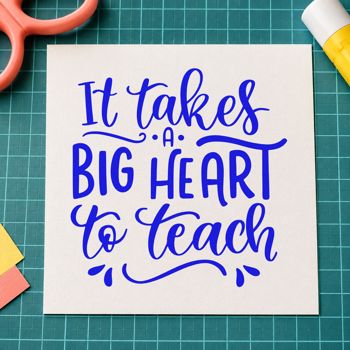 It Takes A Big Heart To Teach Rubber Stamp – Duo Hand in use 5
