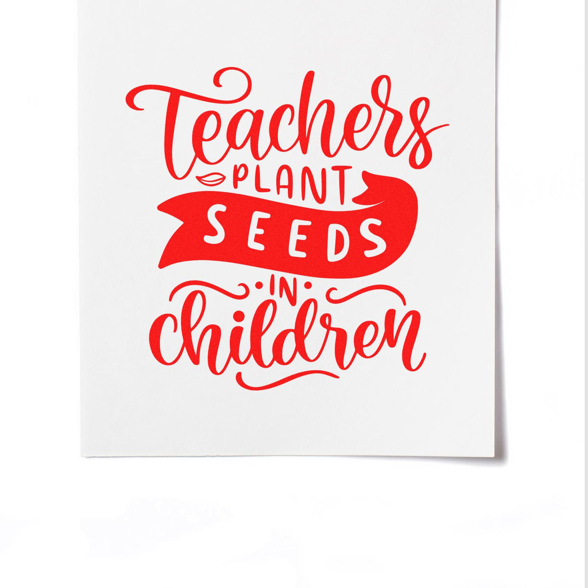 Teachers plant seeds in children rubber stamp design for teacher appreciation cards and classroom crafts.