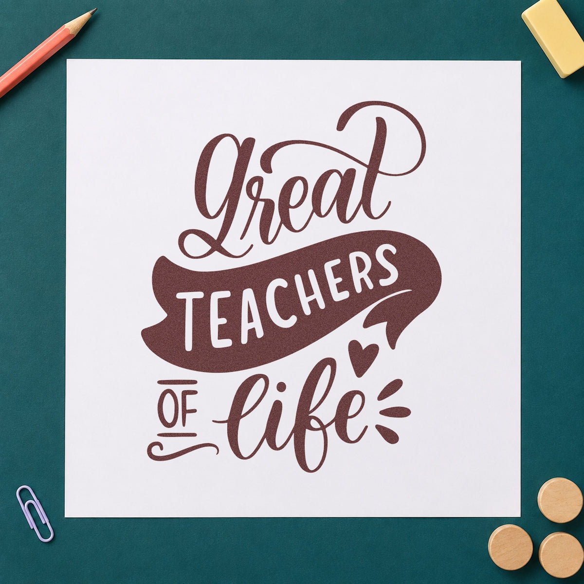 Great Teachers Of Life With Hearts Pre-Inked Stamp – Slim in use 4
