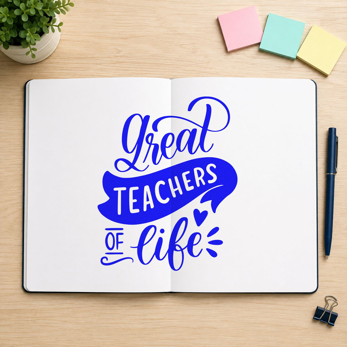 Great Teachers Of Life With Hearts Rubber Stamp – Duo Hand in use 5
