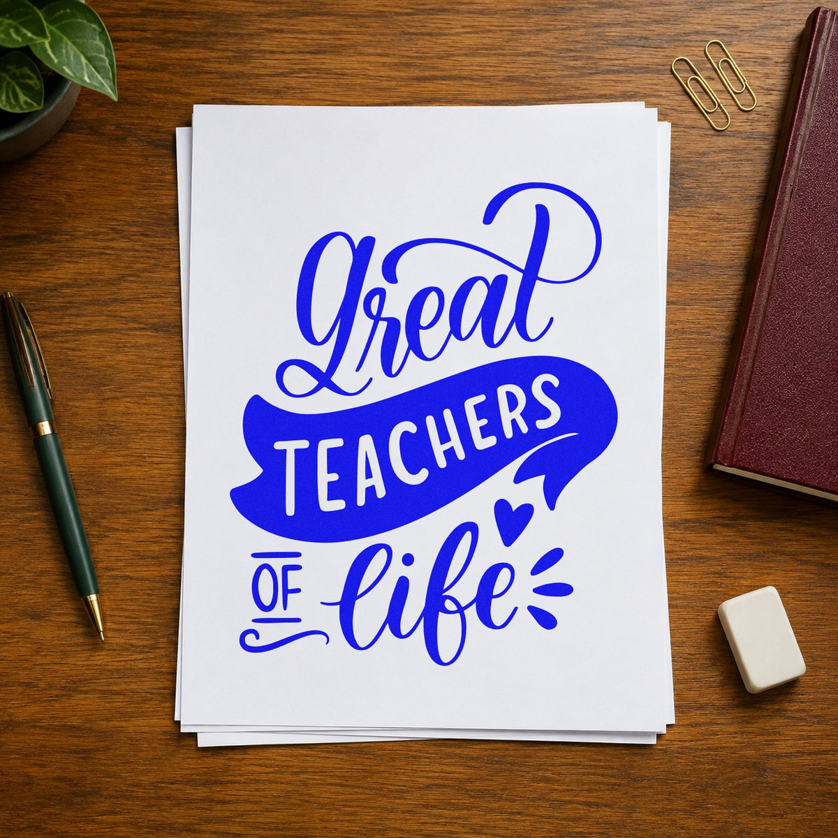Great Teachers Of Life With Hearts Pre-Inked Stamp – Slim in use 6