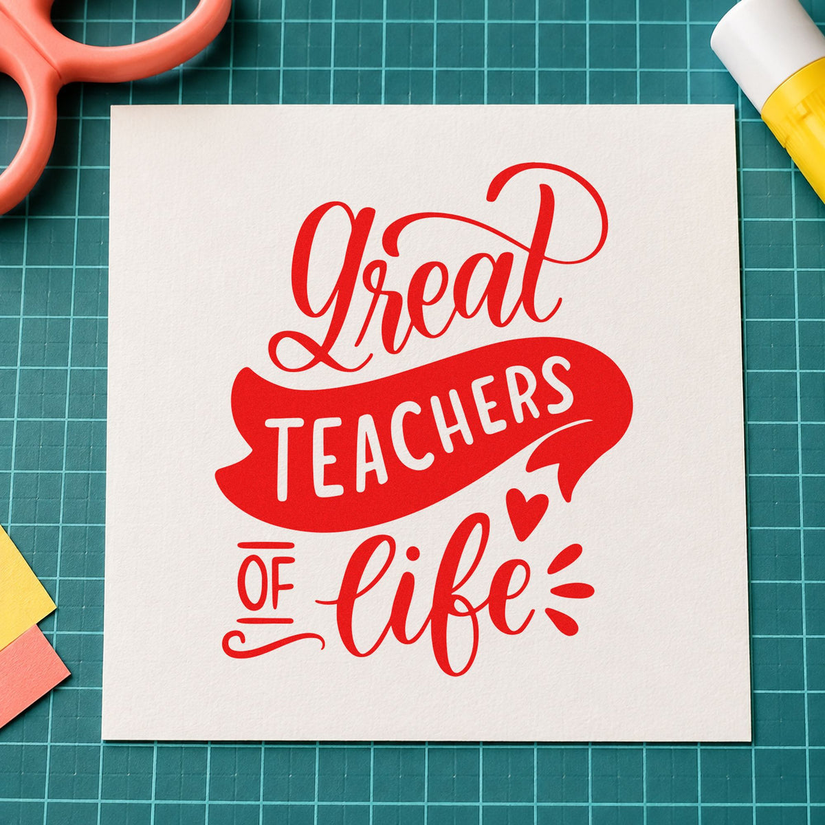 Great Teachers Of Life With Hearts Pre-Inked Stamp – Slim in use 7