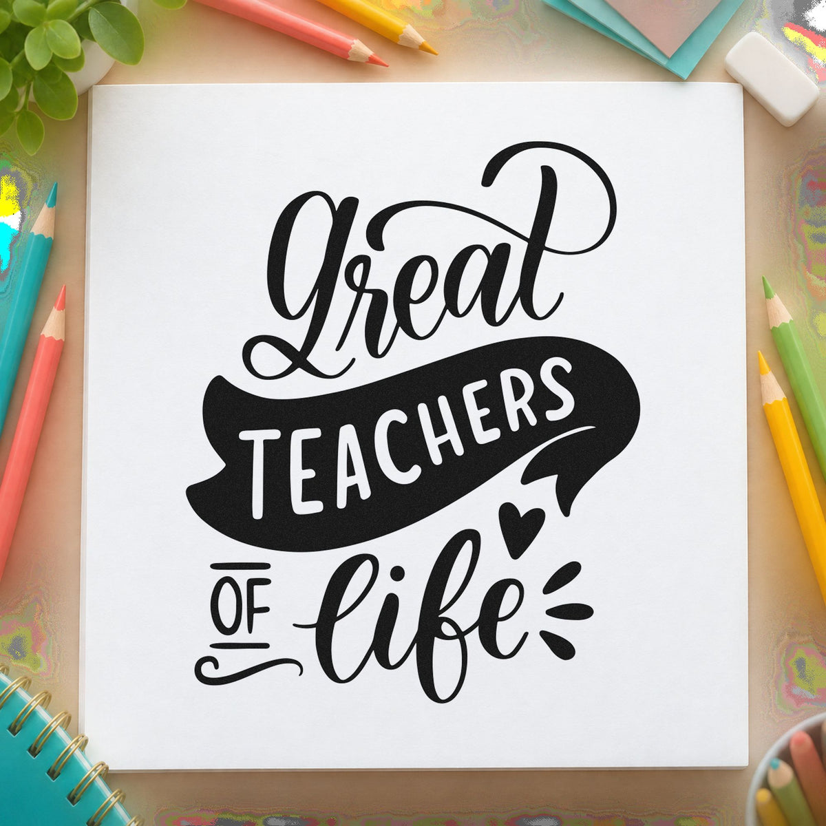 Great Teachers Of Life With Hearts Pre-Inked Stamp – Slim in use 9
