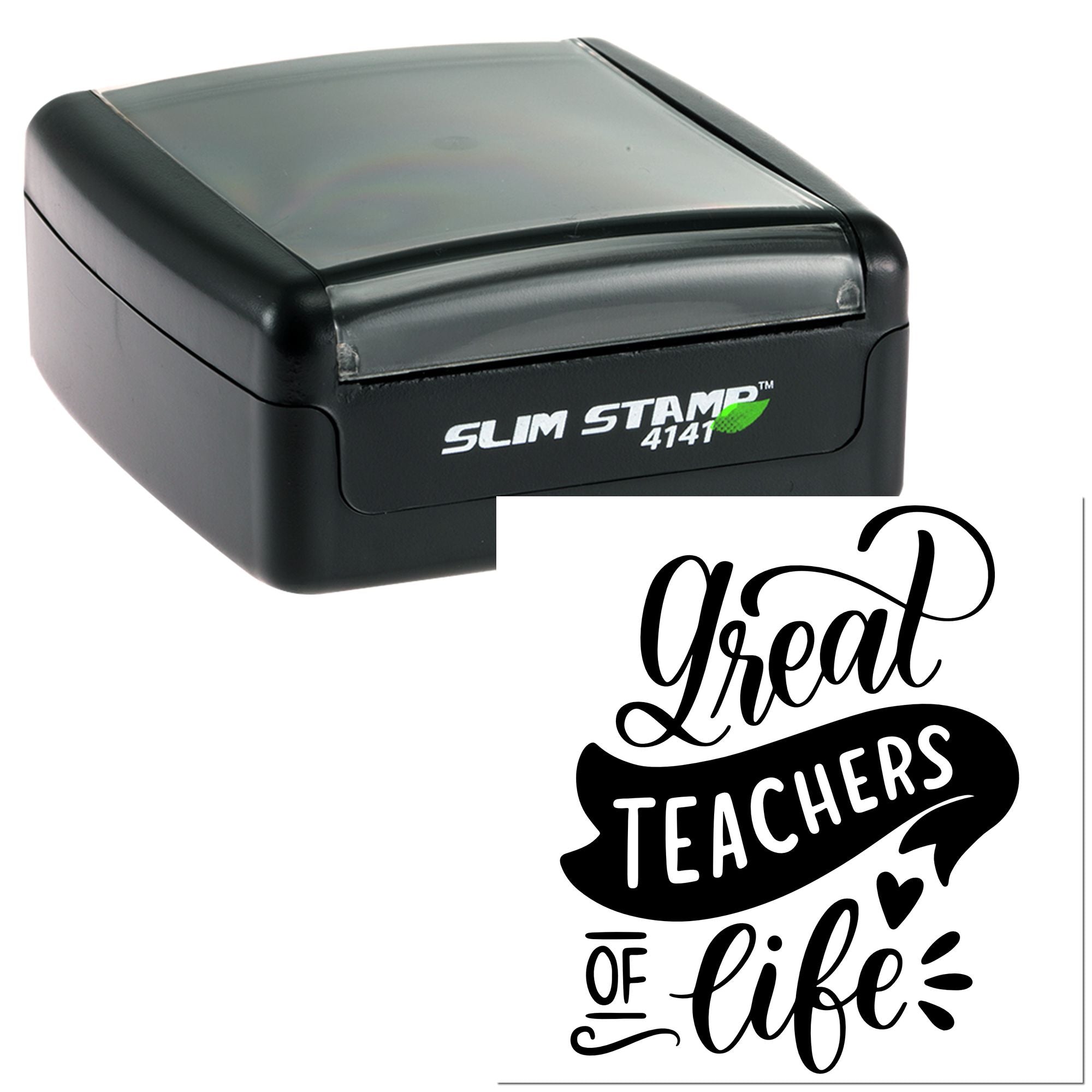 Self-inking rubber stamp with Great Teachers of Life design, ideal for educator appreciation and classroom use