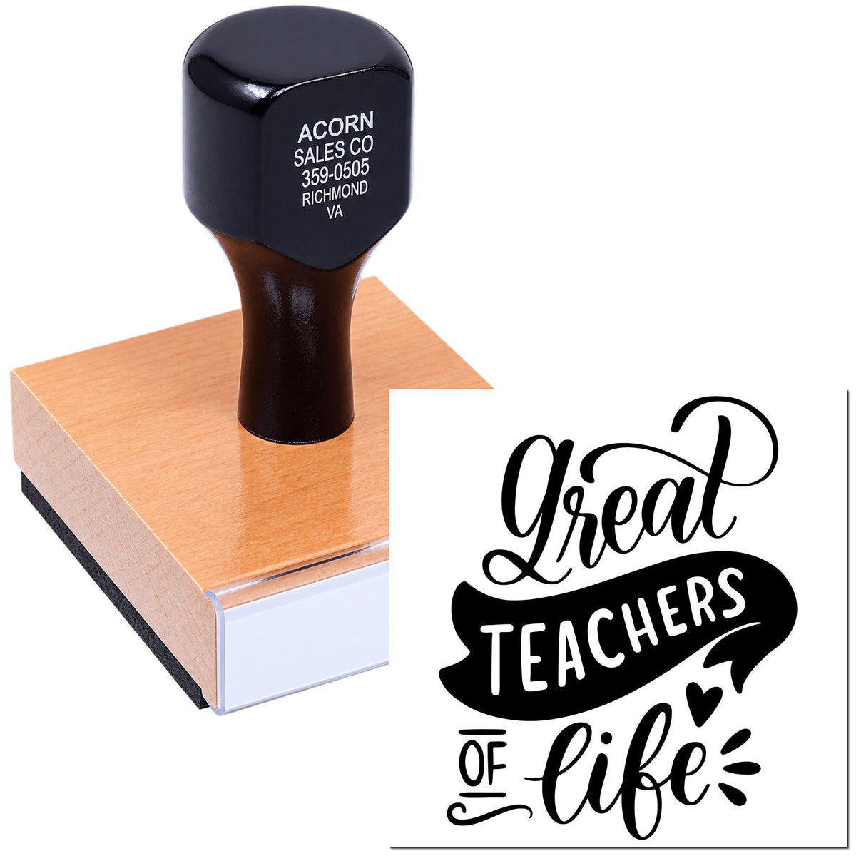 Custom Great Teachers of Life rubber stamp for teacher appreciation cards, gifts, and classroom crafts.