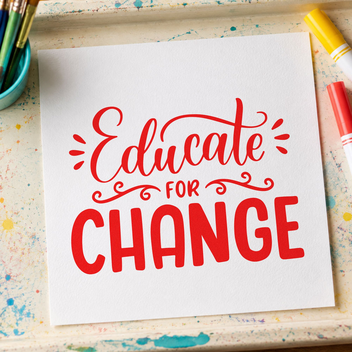 Educate For Change Slim Pre-Inked Stamp in use 7
