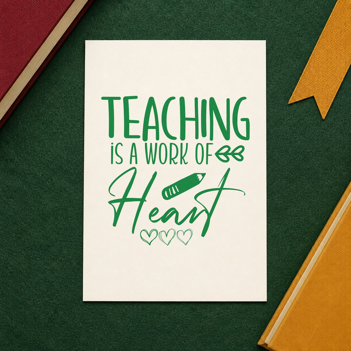Pre-Inked Teaching Work Of Heart Pencil Leaf Accents Stamp – PSI in use 3