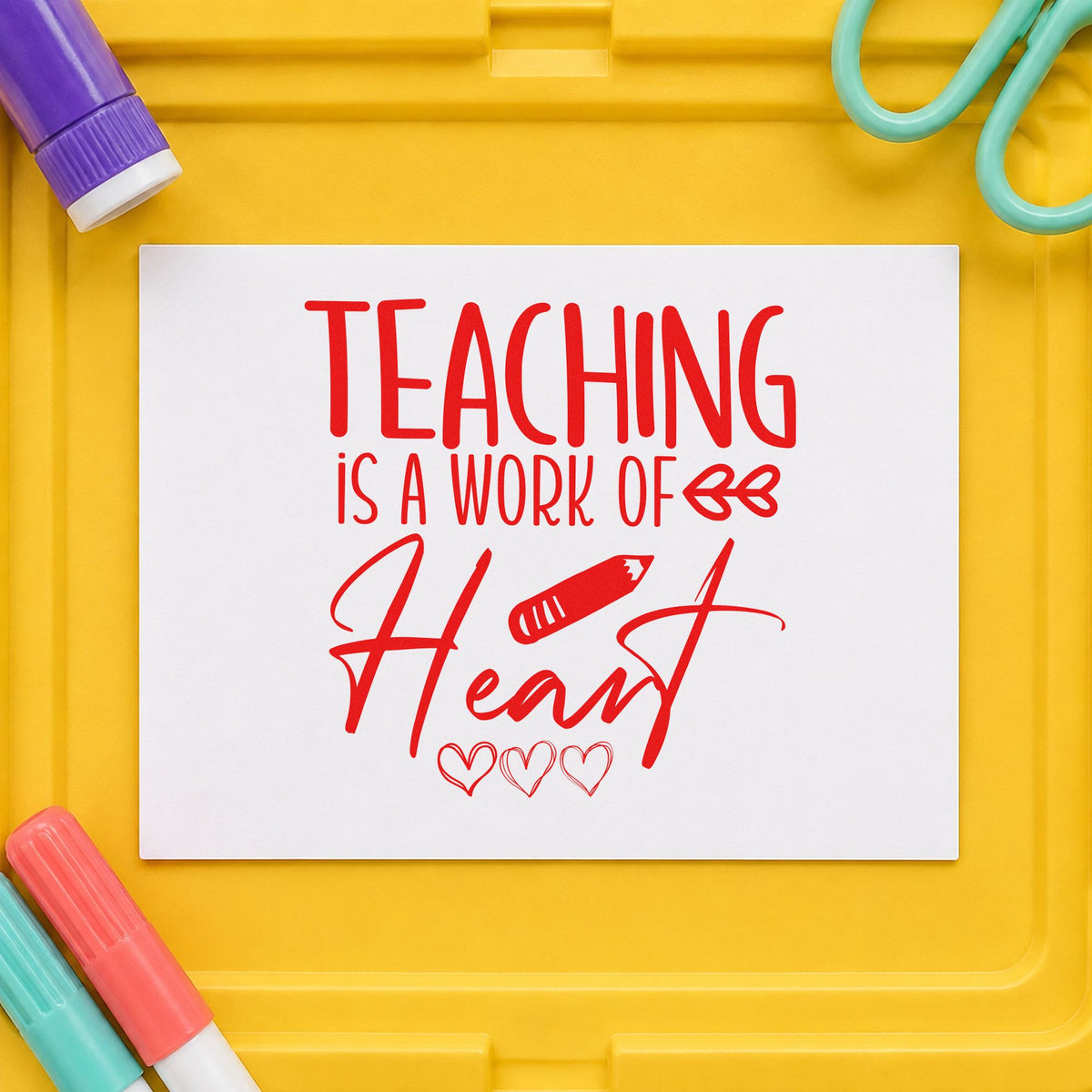 Teaching Work Of Heart Pencil Leaf Accents Craft Stamp – Self-Inking in use 7