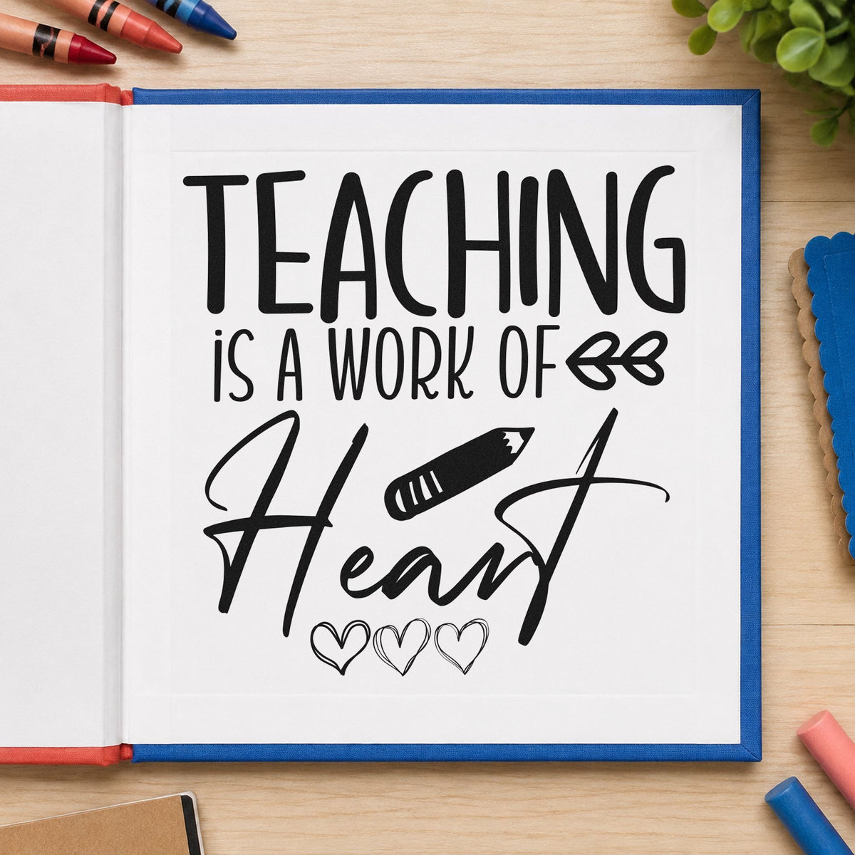Teaching Work Of Heart Pencil Leaf Accents Craft Stamp – Self-Inking in use 9