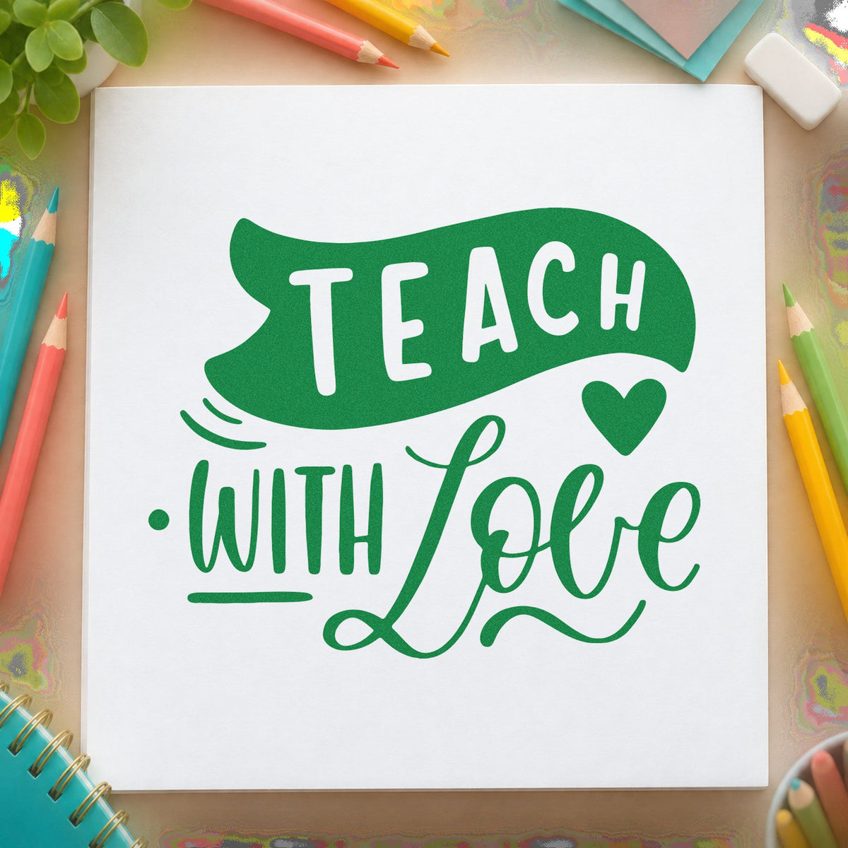 Teach With Love Banner Compact Pre-Inked Stamp – Slim in use 3