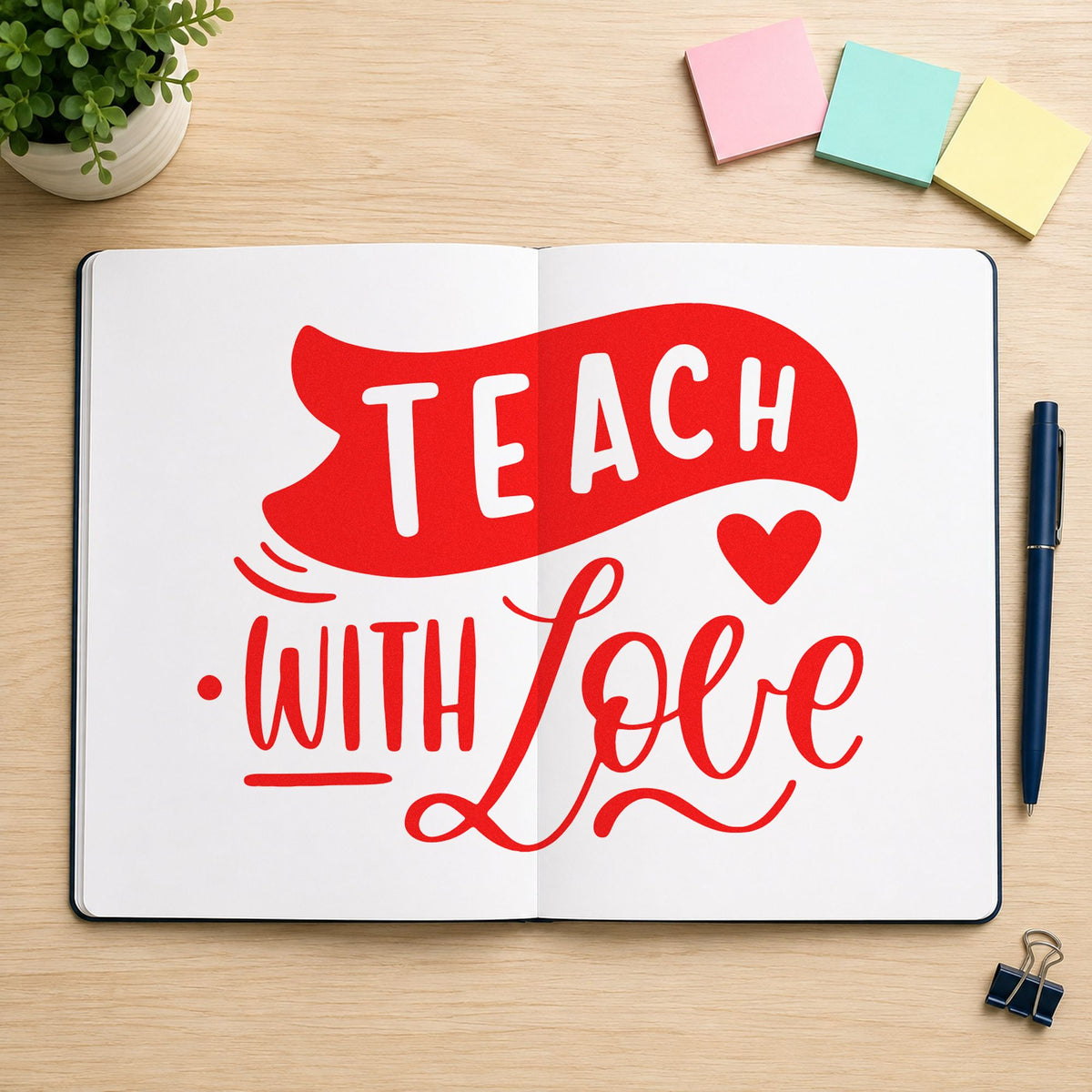 Teach With Love Banner Compact Pre-Inked Stamp – Slim in use 7