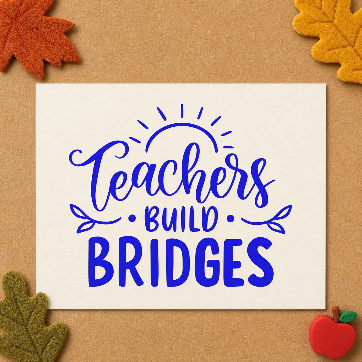 Teachers Build Bridges Rubber Stamp – Duo Hand in use 5