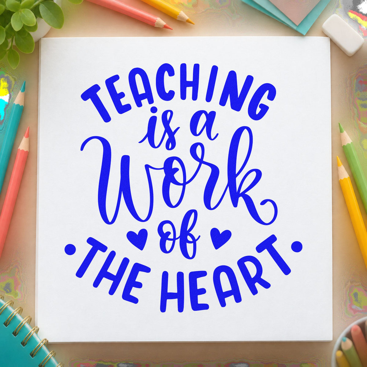 Teaching Work Of The Heart Rubber Stamp – Duo Hand in use 5