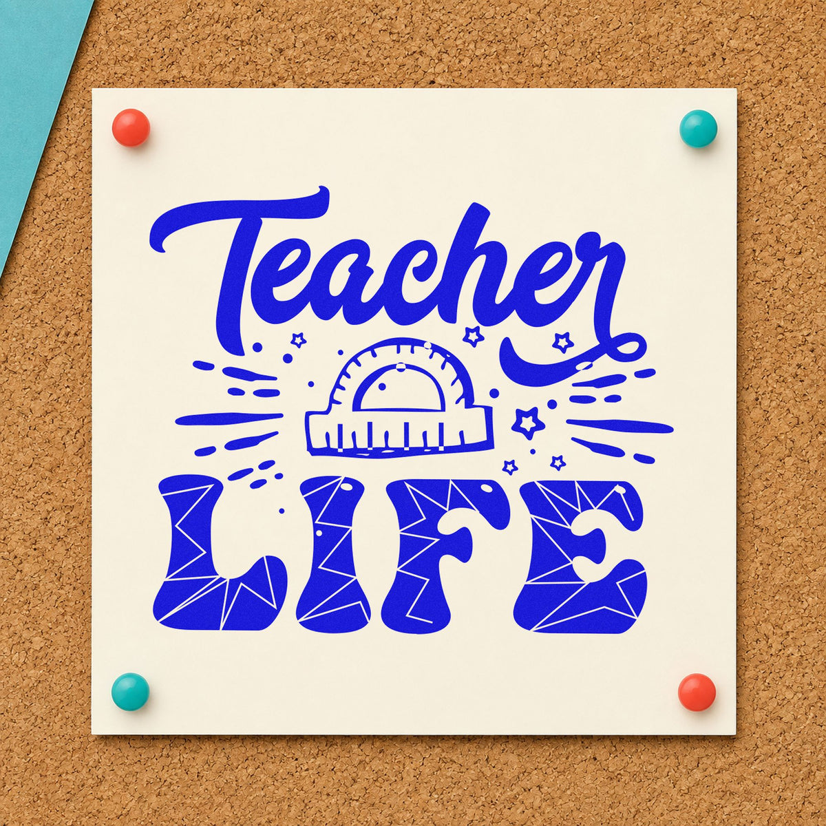 Pre-Inked Teacher Life Geometry Pattern With Stars Stamp – PSI in use 6