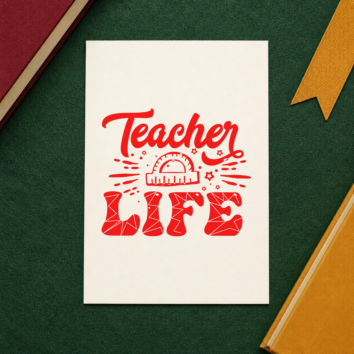 Pre-Inked Teacher Life Geometry Pattern With Stars Stamp – PSI in use 7