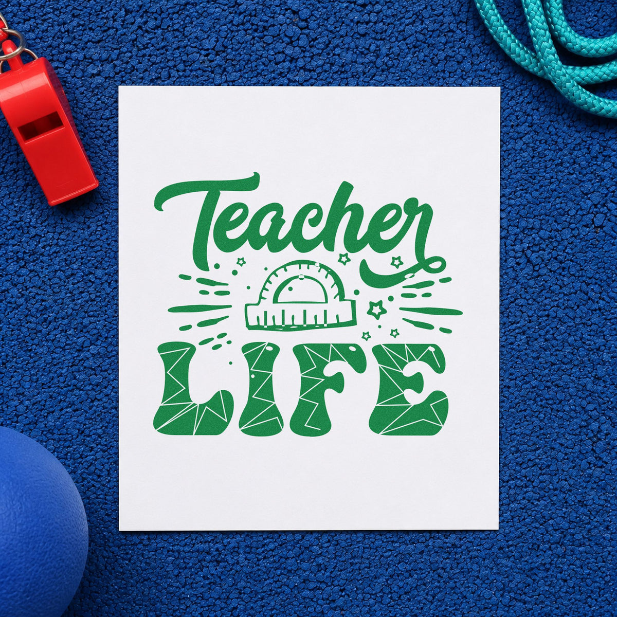 Pre-Inked Teacher Life Geometry Pattern With Stars Stamp – PSI in use 8