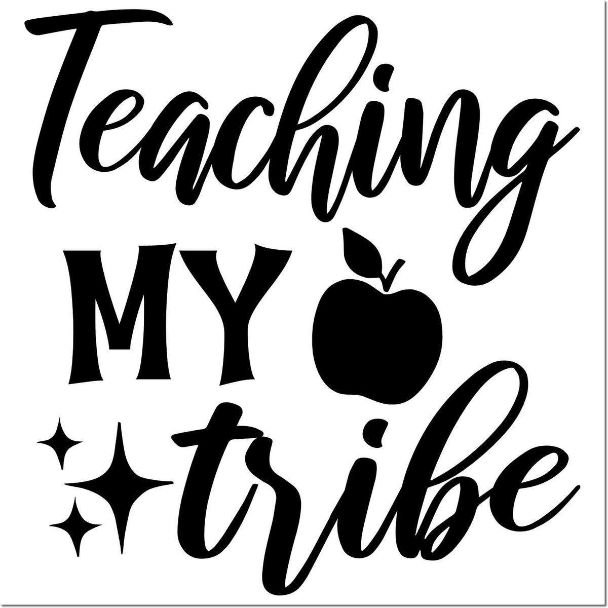 Teaching My Tribe rubber stamp design with apple icon and stars for teacher classroom crafts