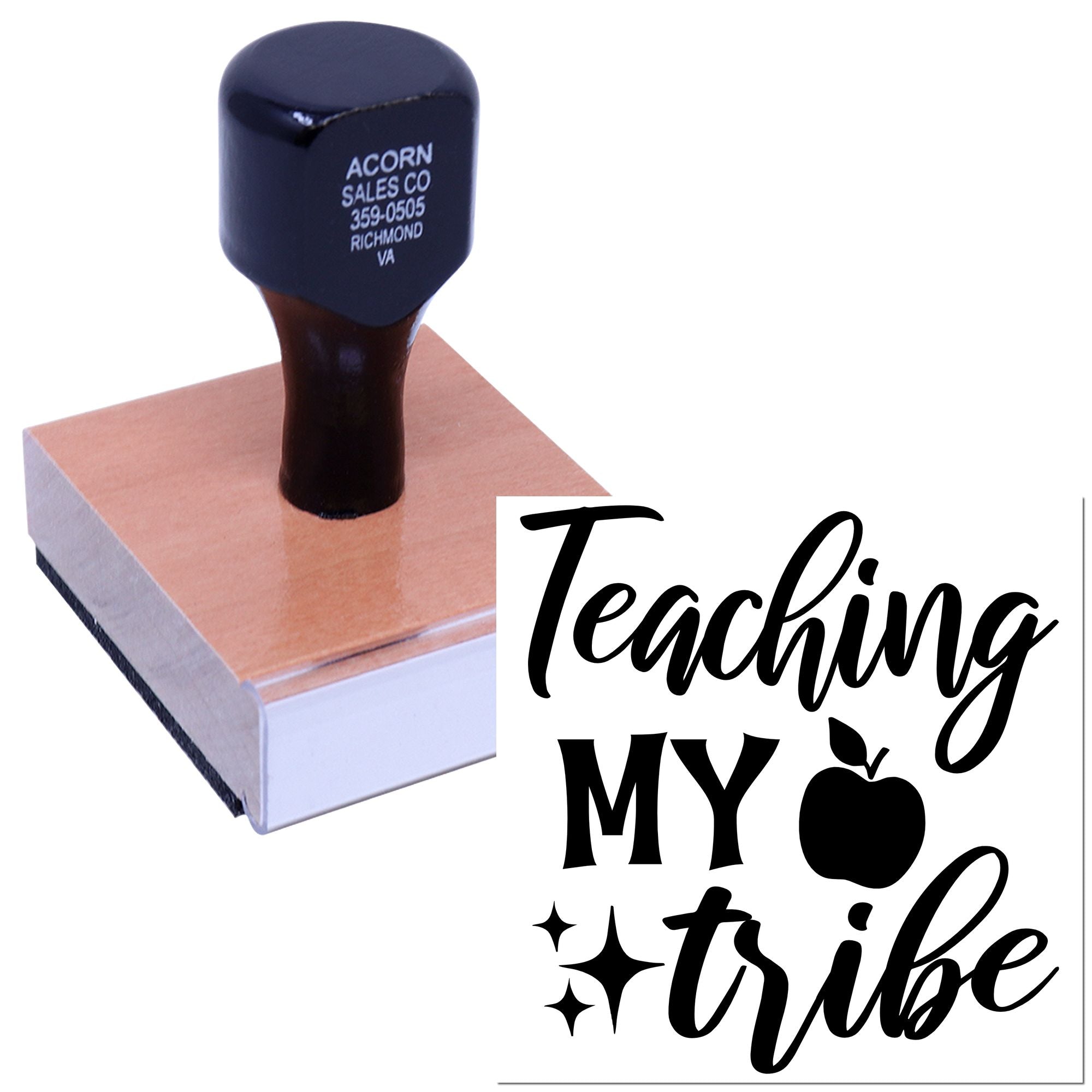 Custom teacher rubber stamp with Teaching My Tribe design for classroom use and personalized educator projects.