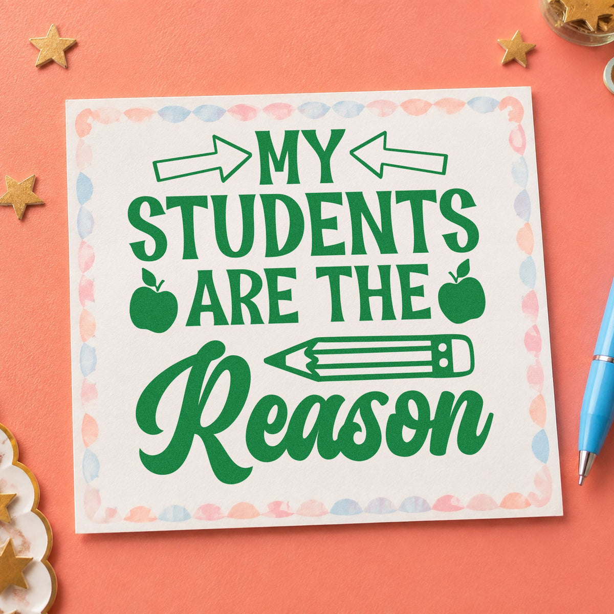 My Students Are The Reason Apple Motif Pre-Inked Stamp – PSI in use 3