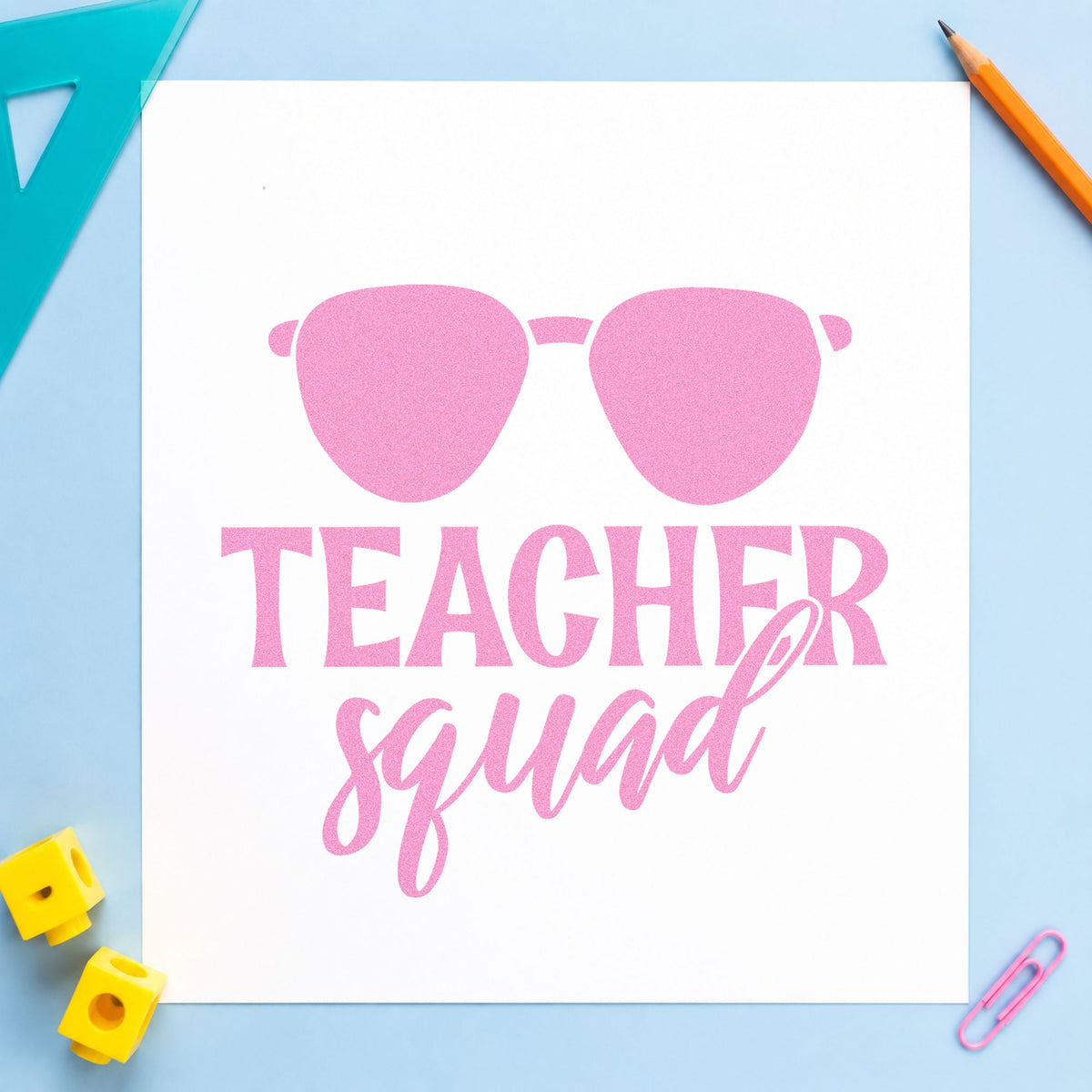 Teacher Squad Solid Sunglasses Stamp – Self-Inking in use 10