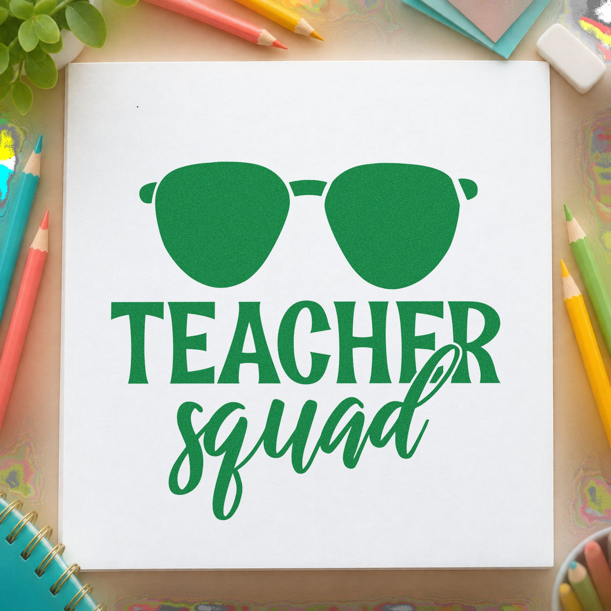 PSI Pre-Inked Teacher Squad Solid Sunglasses Stamp in use 3