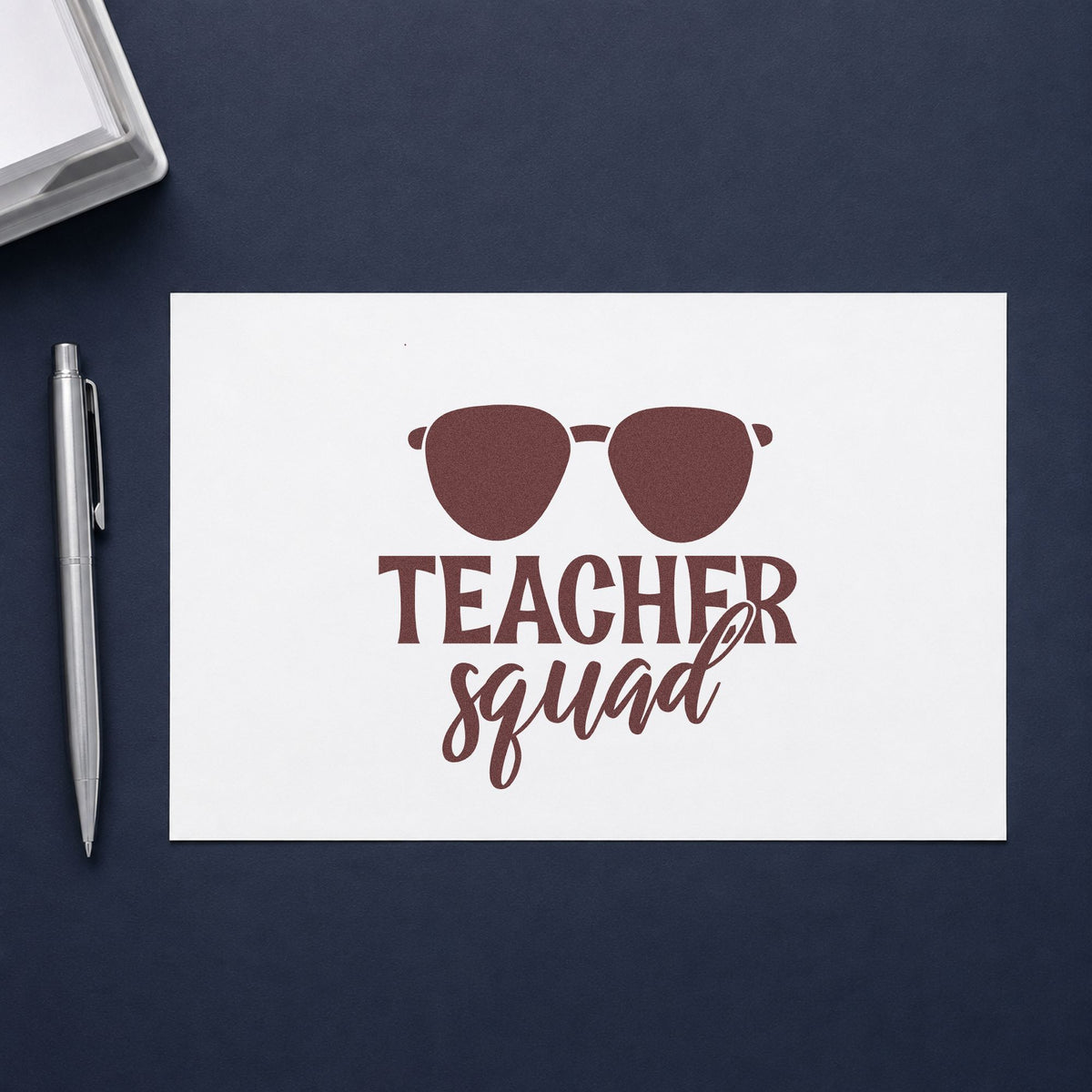 Teacher Squad Solid Sunglasses Slim Pre-Inked Stamp in use 4