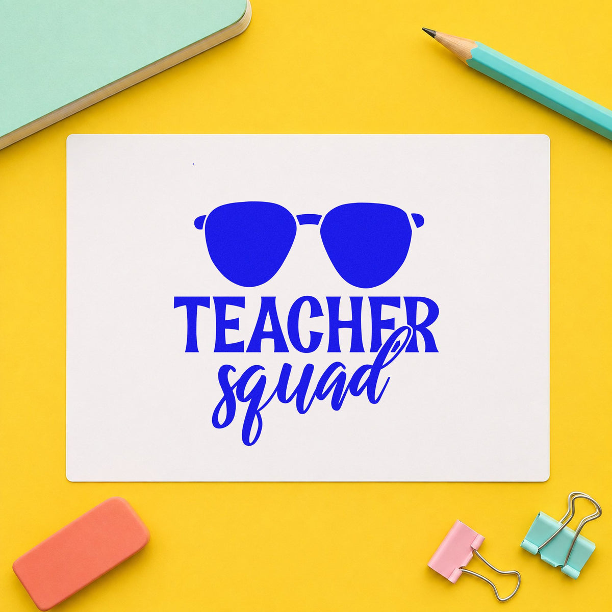 Teacher Squad Solid Sunglasses Duo Hand Stamp in use 5