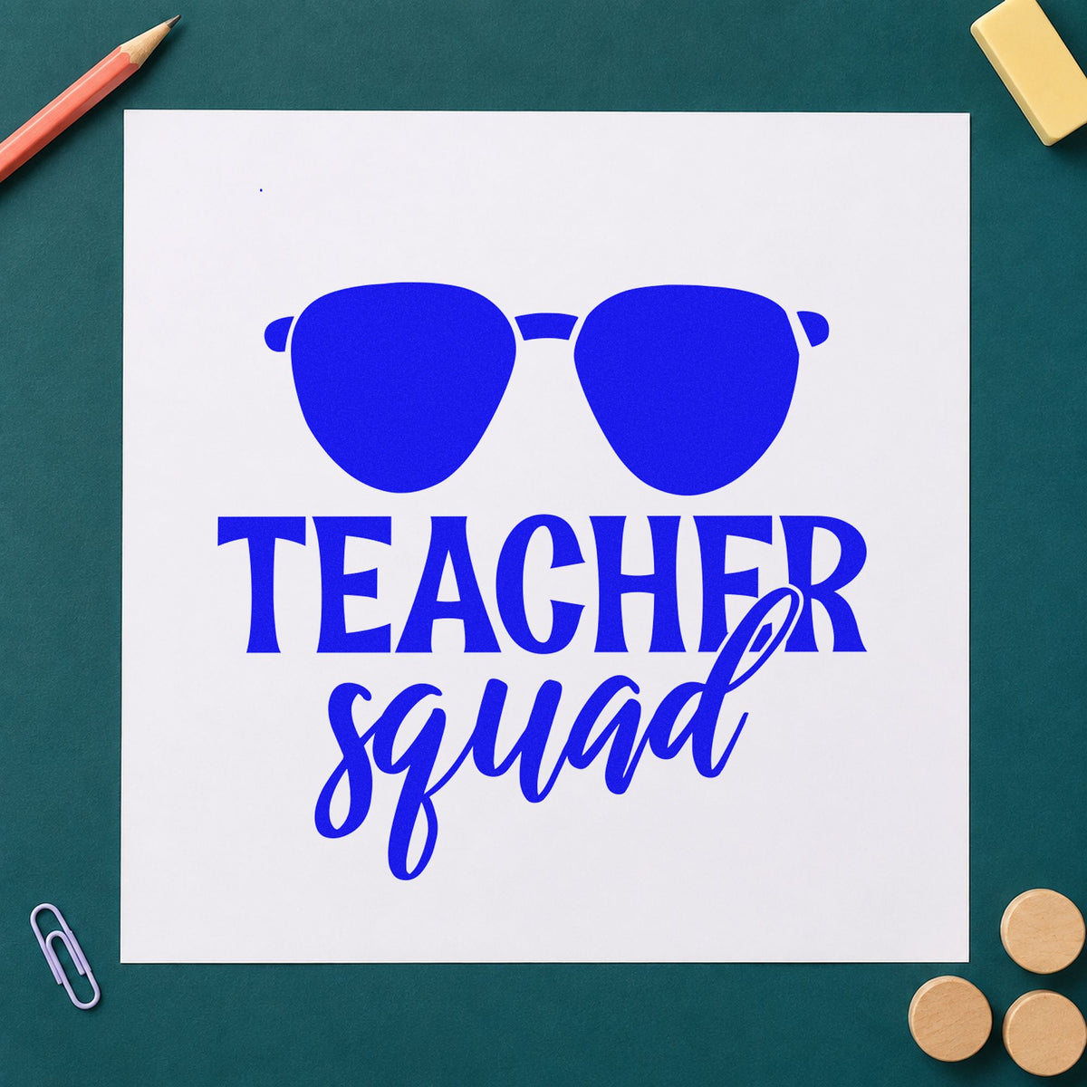 Teacher Squad Solid Sunglasses Stamp – Self-Inking in use 6