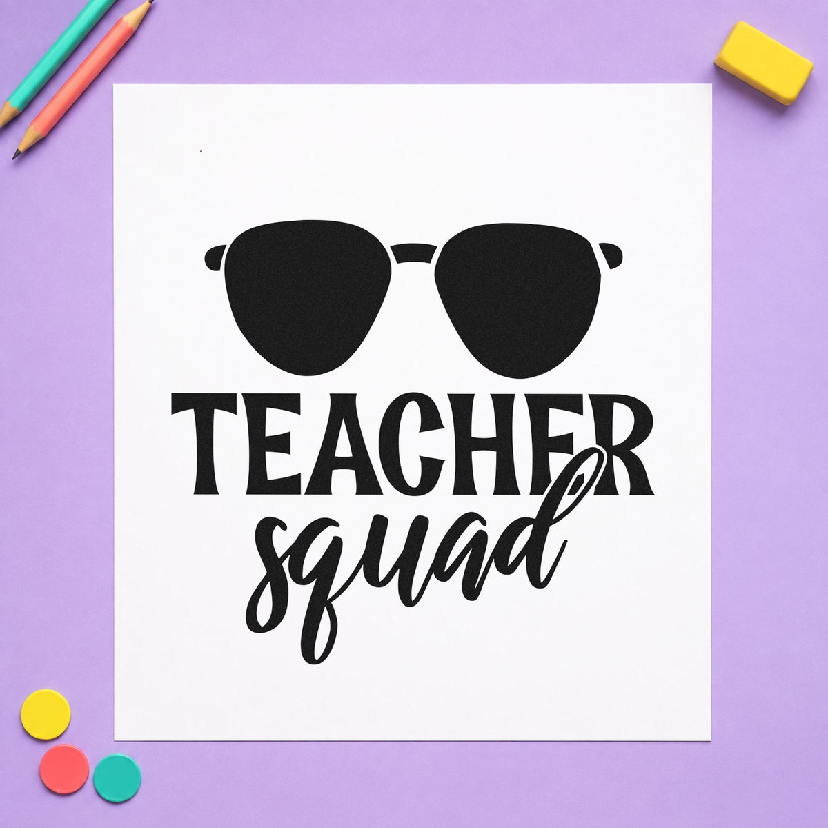 Teacher Squad Solid Sunglasses Stamp – Self-Inking in use 9