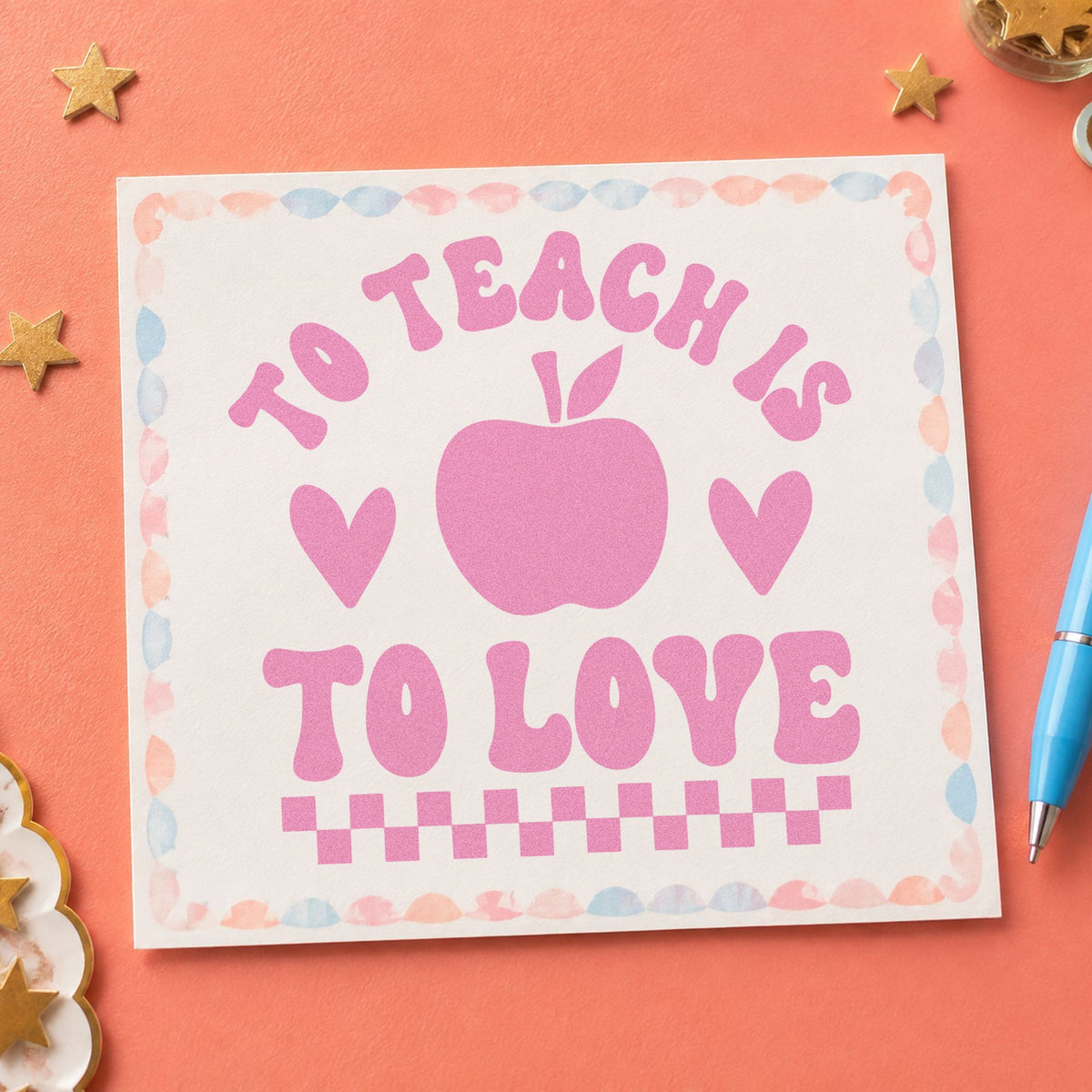 Slim Pre-Inked To Teach Is To Love Apple Stamp in use 10