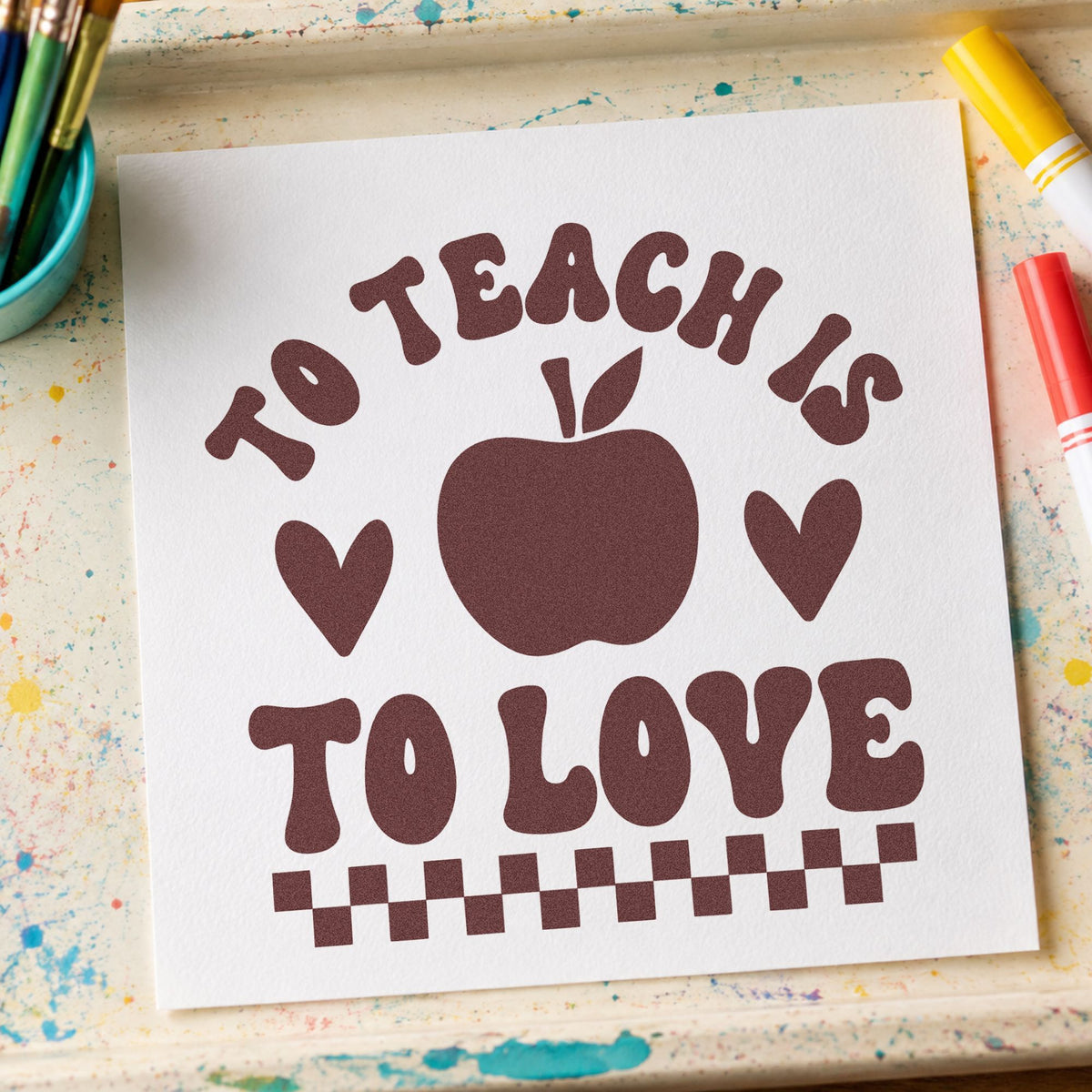 Slim Pre-Inked To Teach Is To Love Apple Stamp in use 4