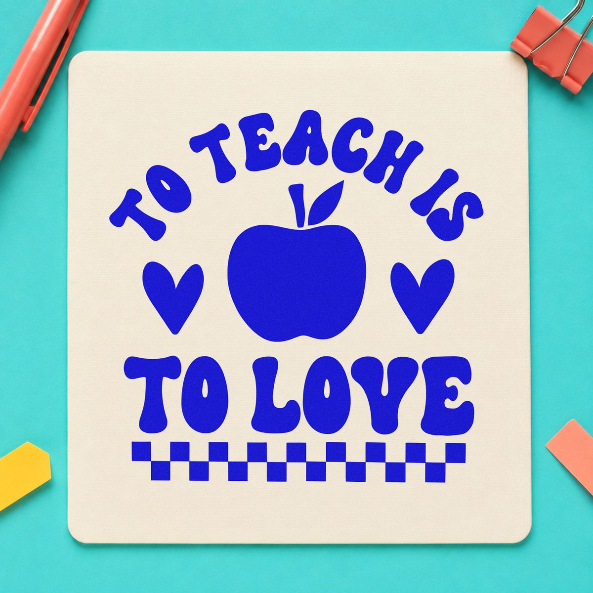To Teach Is To Love Apple Rubber Stamp – Duo Hand in use 5