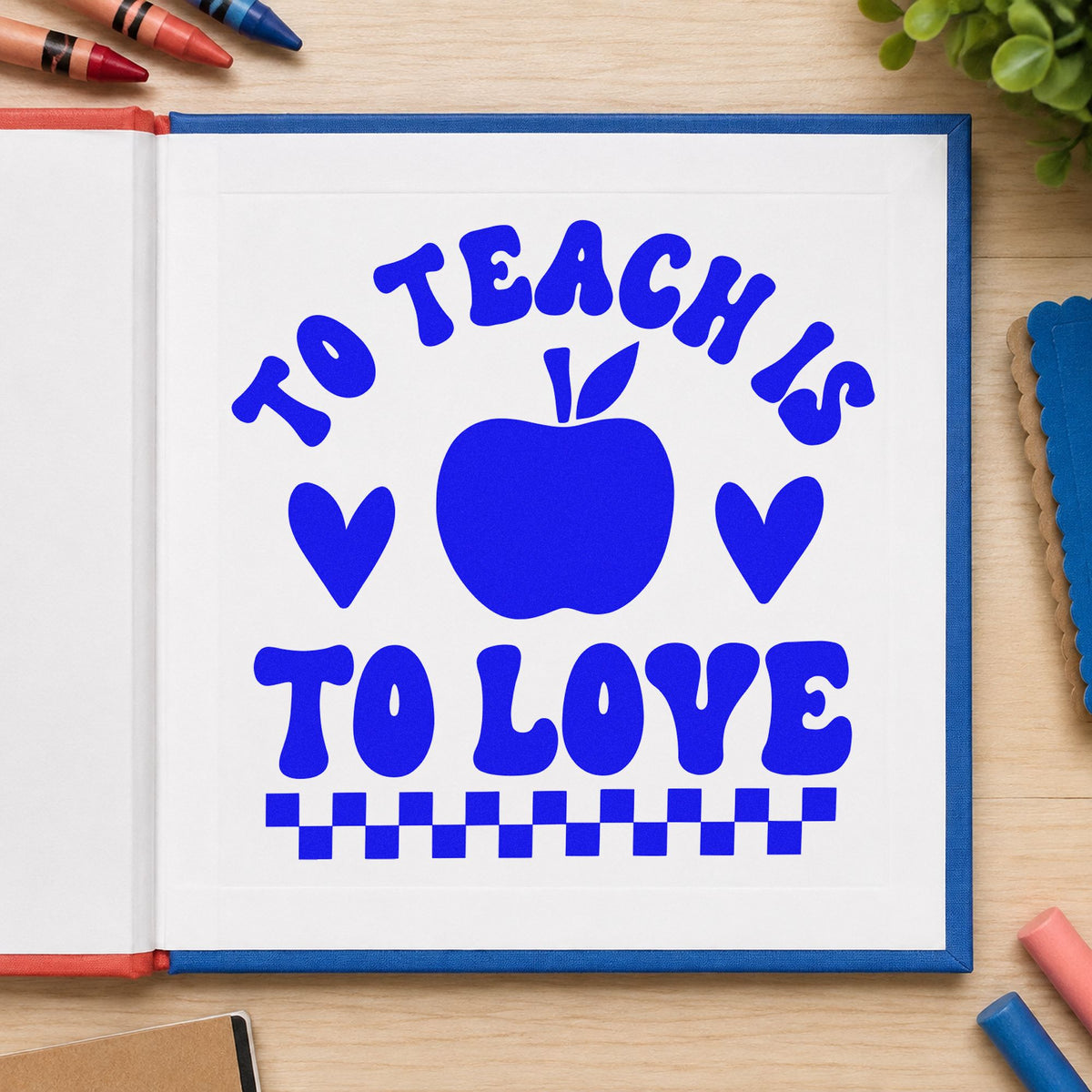 Slim Pre-Inked To Teach Is To Love Apple Stamp in use 6