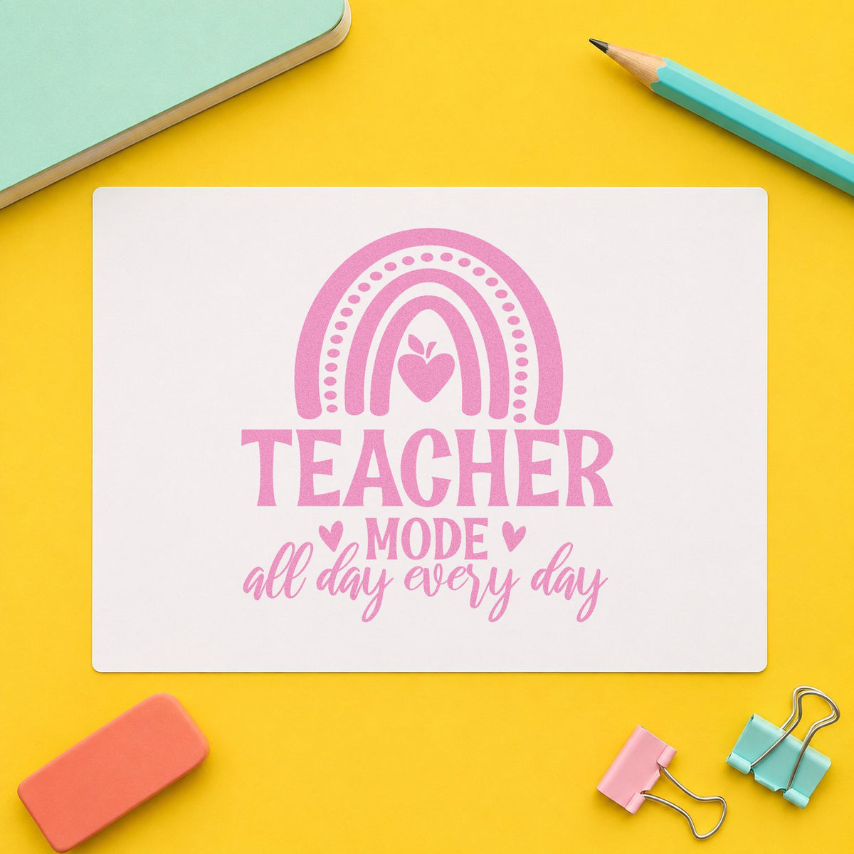 Teacher Mode Rainbow Apple Slim Pre-Inked Stamp in use 10