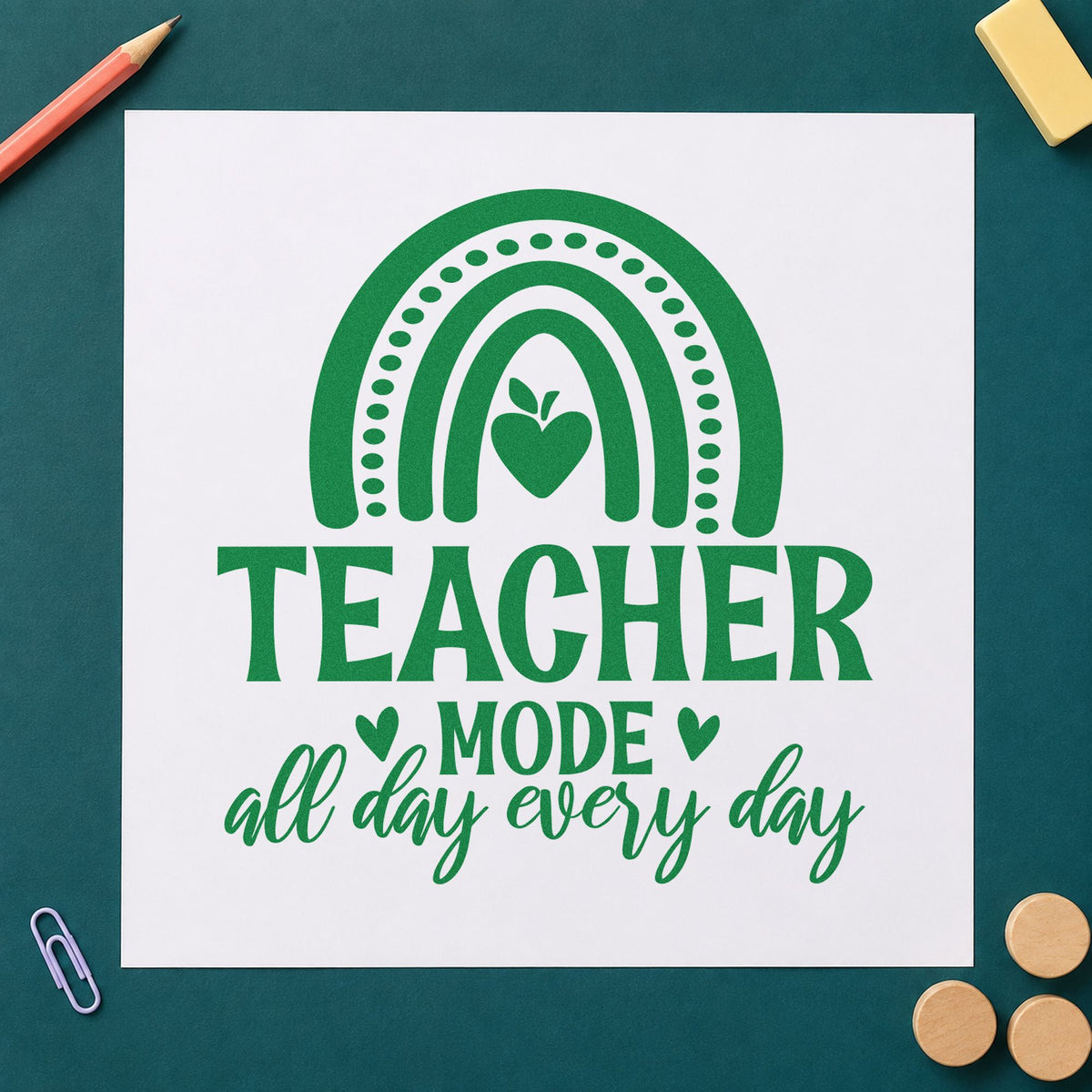 Teacher Mode Rainbow Apple Slim Pre-Inked Stamp in use 3